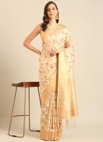 Banarasi Silk Cream Party Wear Weaving Saree